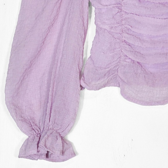 ASTR Lilac Tonina Top Women's S Ruched Puff Sleeve Fairycore Renaissance Blouse - Picture 5 of 10